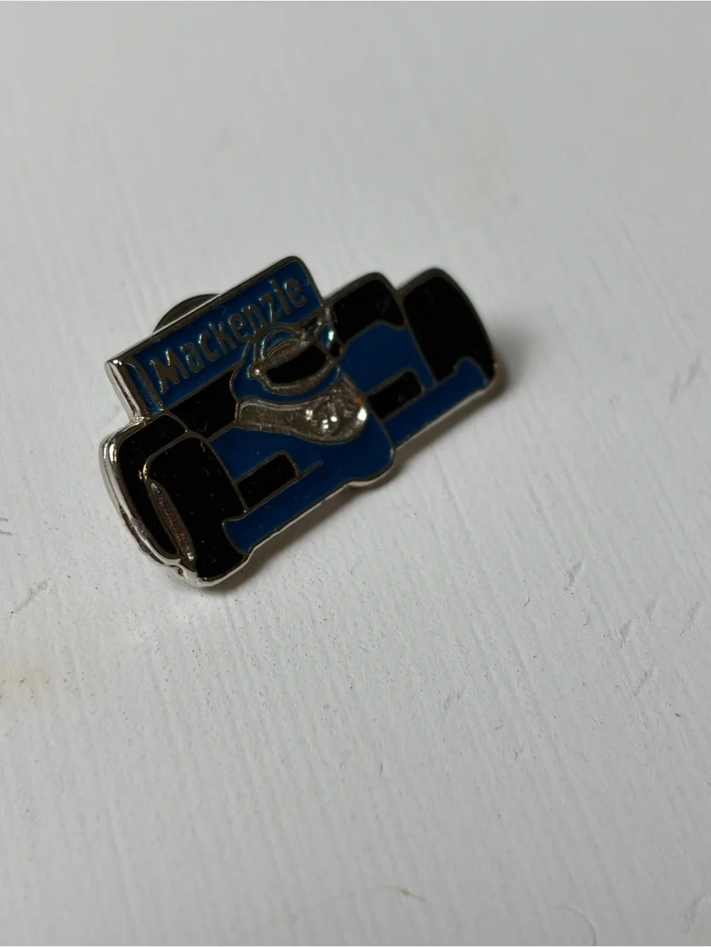 Vintage Formula 1 Mackenzie Motorsport Silver Racing Hat Tac Pinback Lapel Pin
